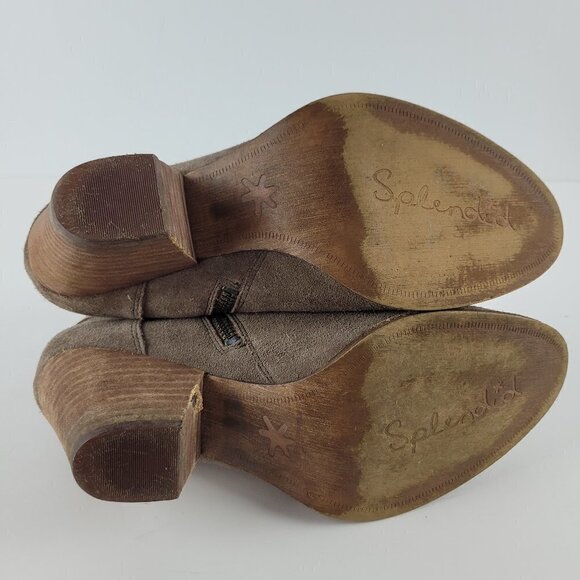 Splendid Taupe Gray Suede Buckle Strap Ankle Heeled Boot C205/3078 - Picture 5 of 12